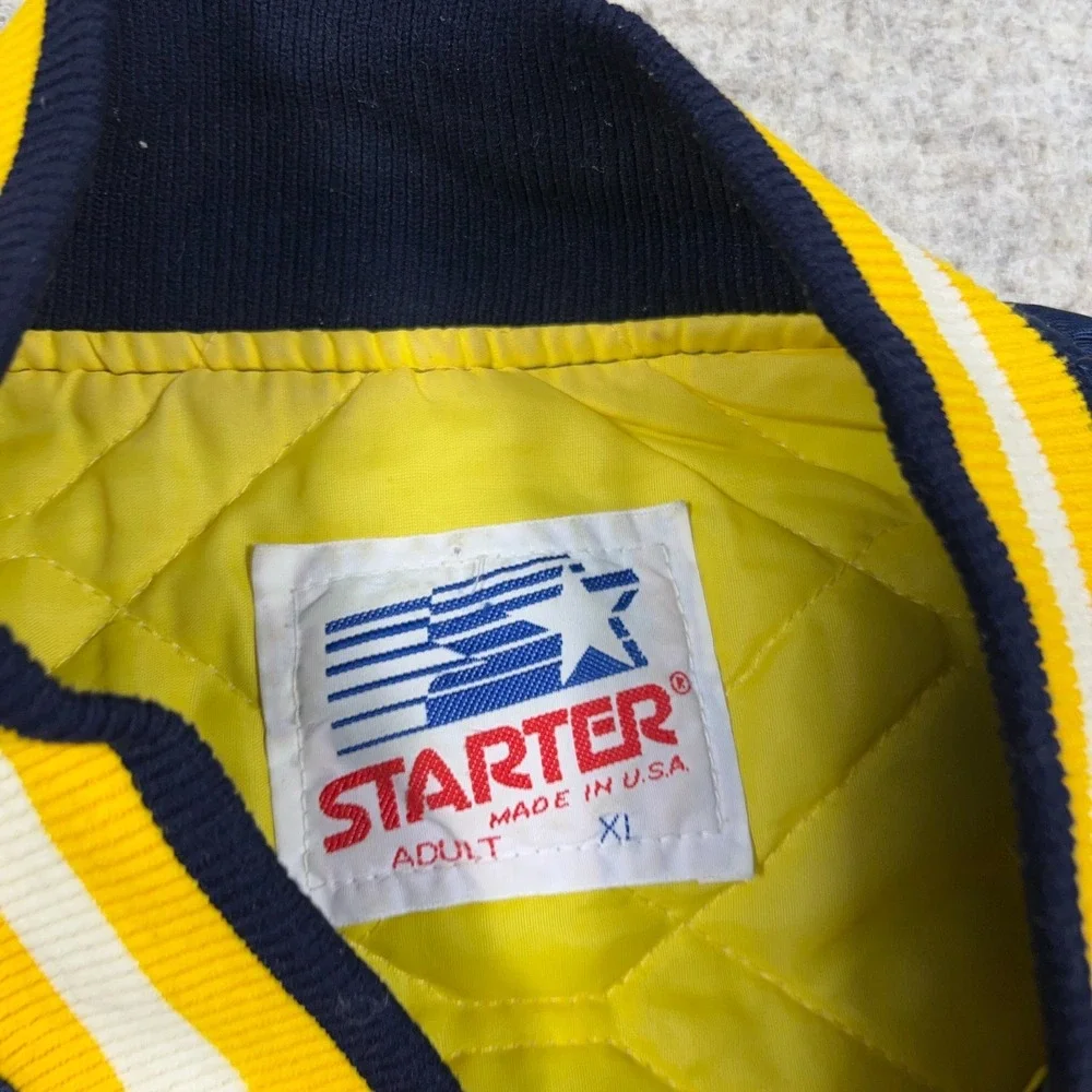 Vintage West Virginia Mountaineers Jacket Men XL Starter Satin Bomber  80s WVU‎ - Picture 2 of 16